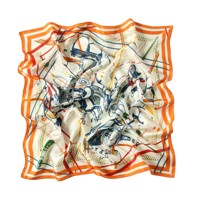 Wholesale Customized 100% silk bandana head scarf twill luxury square head scarf for women