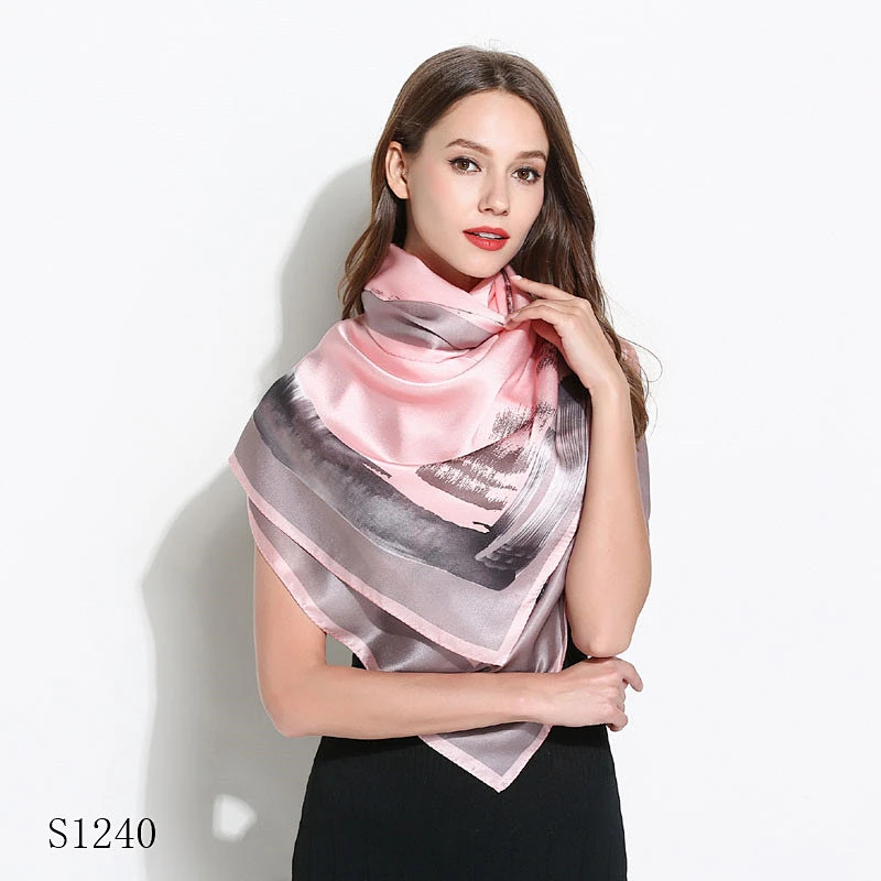 Wholesale Luxury Natural Real Silk Long Shawl For Women Print Neckscarf Head Scarf Foulard Femme 180X70cm