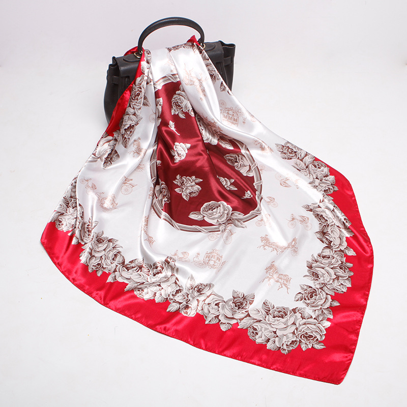 Wholesale Satin Silk hijab Professional Foulards en soie Paisley Scarf For Women Silk
