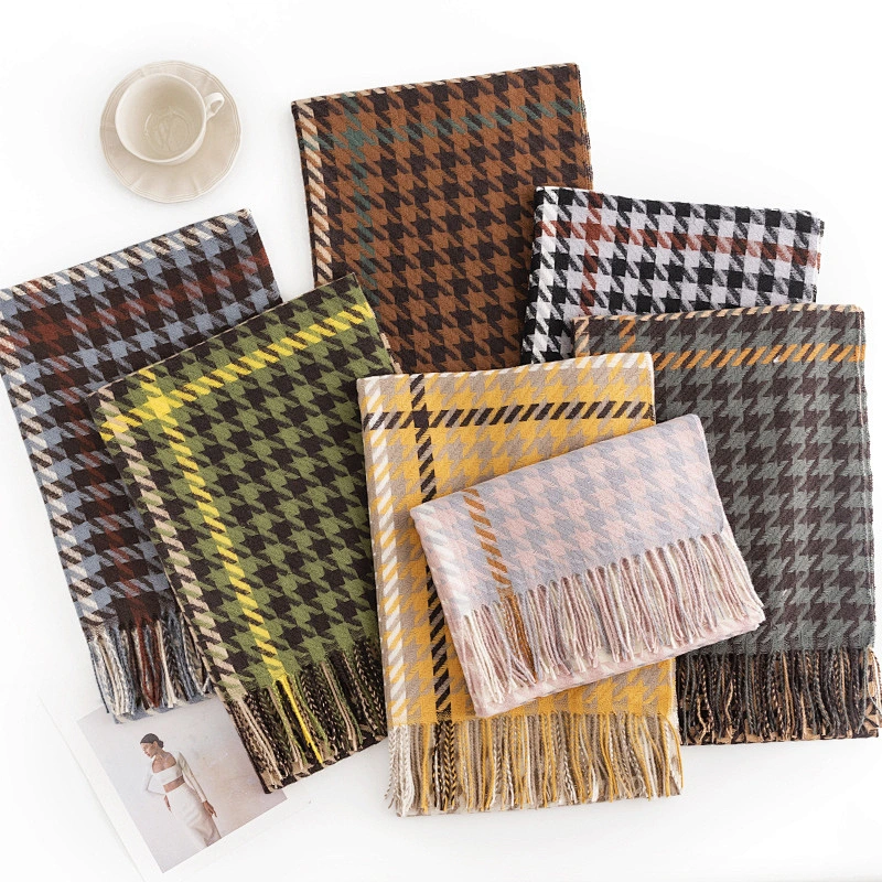 Wholesale Scarves Multiple Color Women Winter Houndstooth Scarf Shawl Wraps Soft Warm Luxury Brand Winter Long Scarf