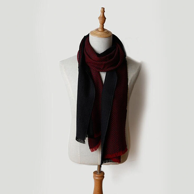 Winter scarf high quality luxury long warm fashion design 100% wool jacquard men scarf