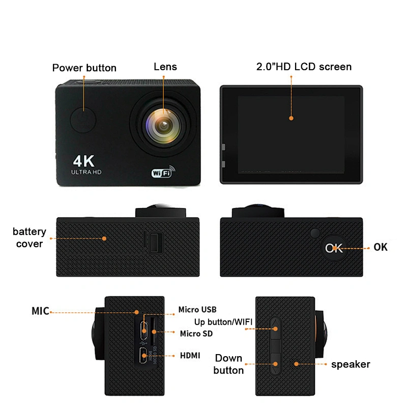 4K运动相机具有Wifi功能