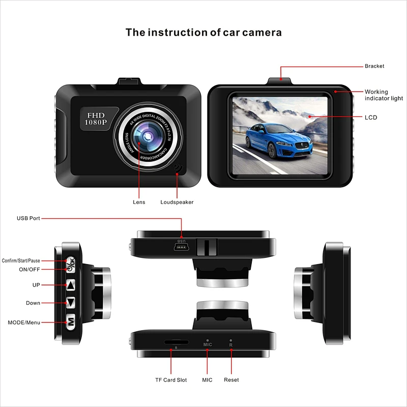FHD 1080P 1.6 inch car camera