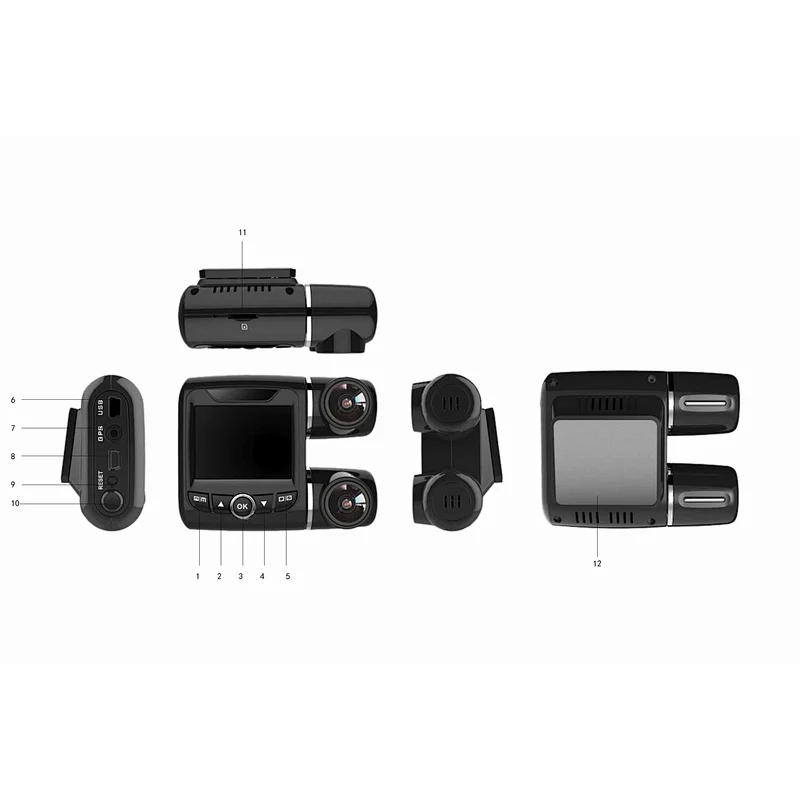 2.0 inch dual 1080p front and inside 1080p car dvr
