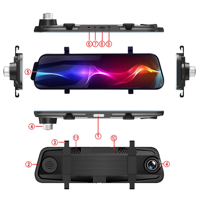 9,66 Zoll 720P mit Rückspiegel Autokamera
