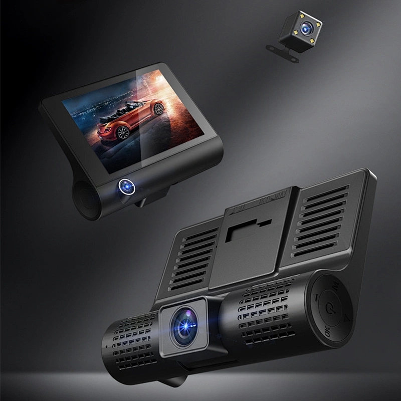 Three lens 4.0 inch FHD 1080P dash camera with rear view camera