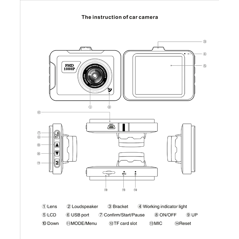 FHD 1080P 1.6 inch car camera