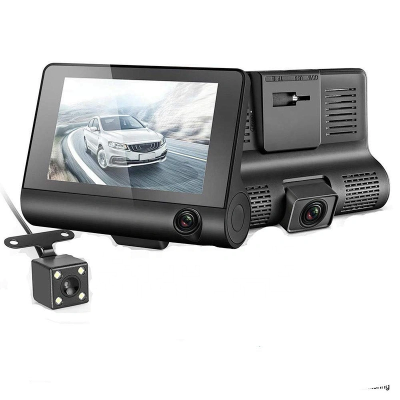 Three lens 4.0 inch FHD 1080P dash camera with rear view camera