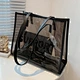 Bags Woman Handbags Ladies PVC Clear Black Tote Custom Logo Tote Shoulder Bag, PVC tote bags