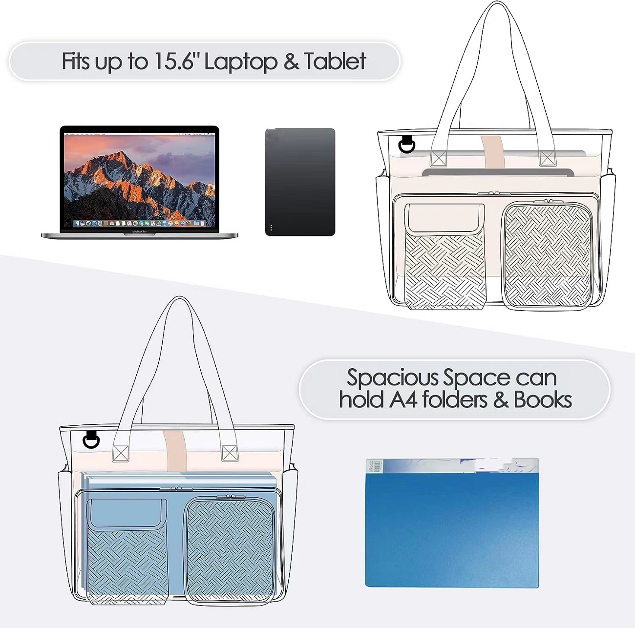 Discover the top oversized tote bags for wor! With ample space, 15.7x5.9x12.6 inches in size,