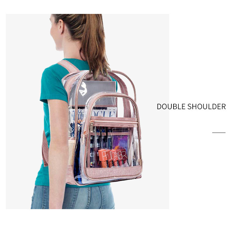 Stand out with our pink clear backpacks, a perfect blend of style and functionality. These clear book bags are ideal for school, events, or travel, offering easy visibility and a trendy look.