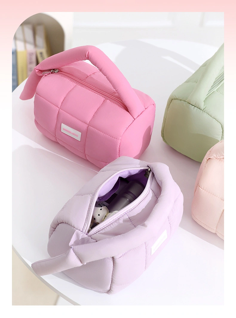 A collection of **cute makeup bags** featuring playful designs, vibrant colors, and trendy patterns. These compact and fashionable bags are perfect for storing your beauty essentials, combining style with functionality for everyday use or travel.