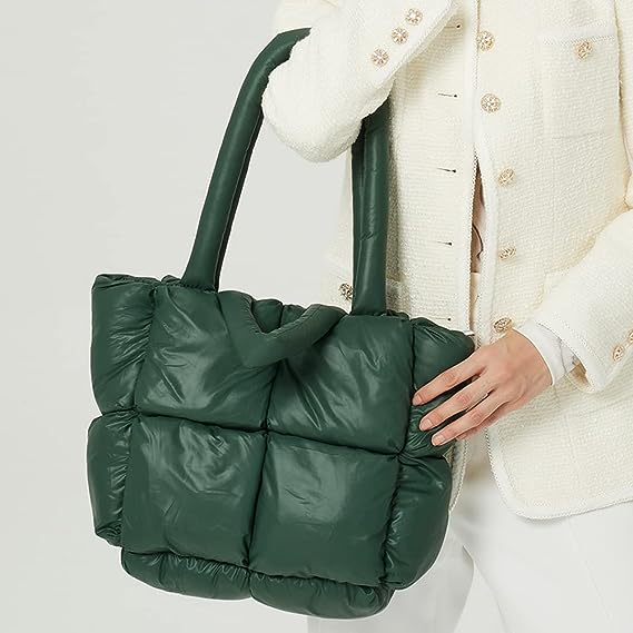 This womens puffer tote bag is ideal for shopping, dating, working, or traveling.