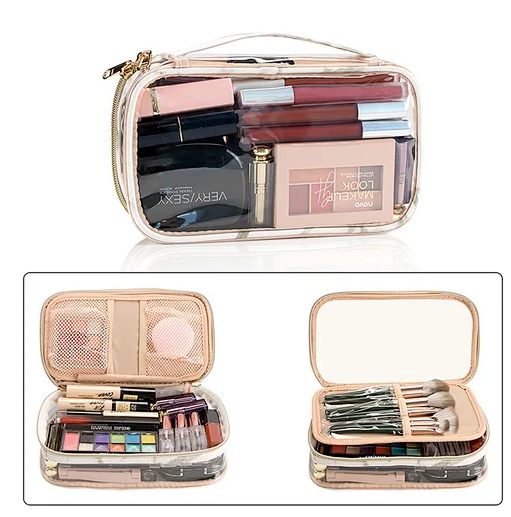  Custom Logo Transparent Clear Zipper Makeup Bag Pouch Clear Pvc Cosmetic Bag Case with Zipper