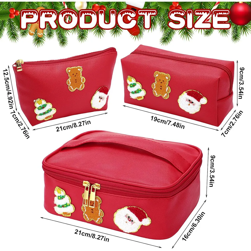 Explore the unique design features of womens makeup bag, is a makeup bag set about Christmas theme.
