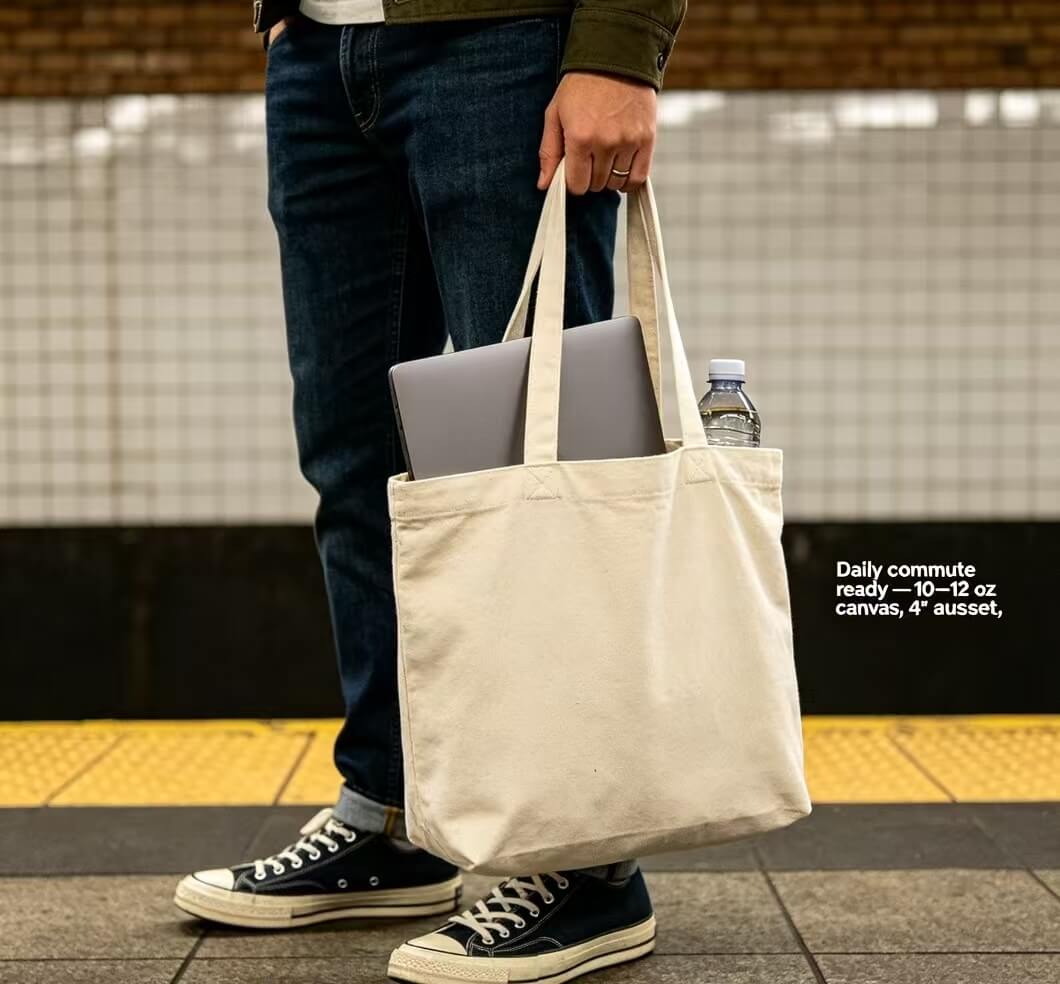 キャンバストートの実通勤積載実撮、実用的な型紙がトートバッグ卸売（totes wholesale）の海外調達ニーズに対応