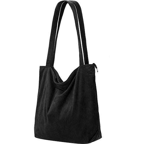 Black corduroy tote bag