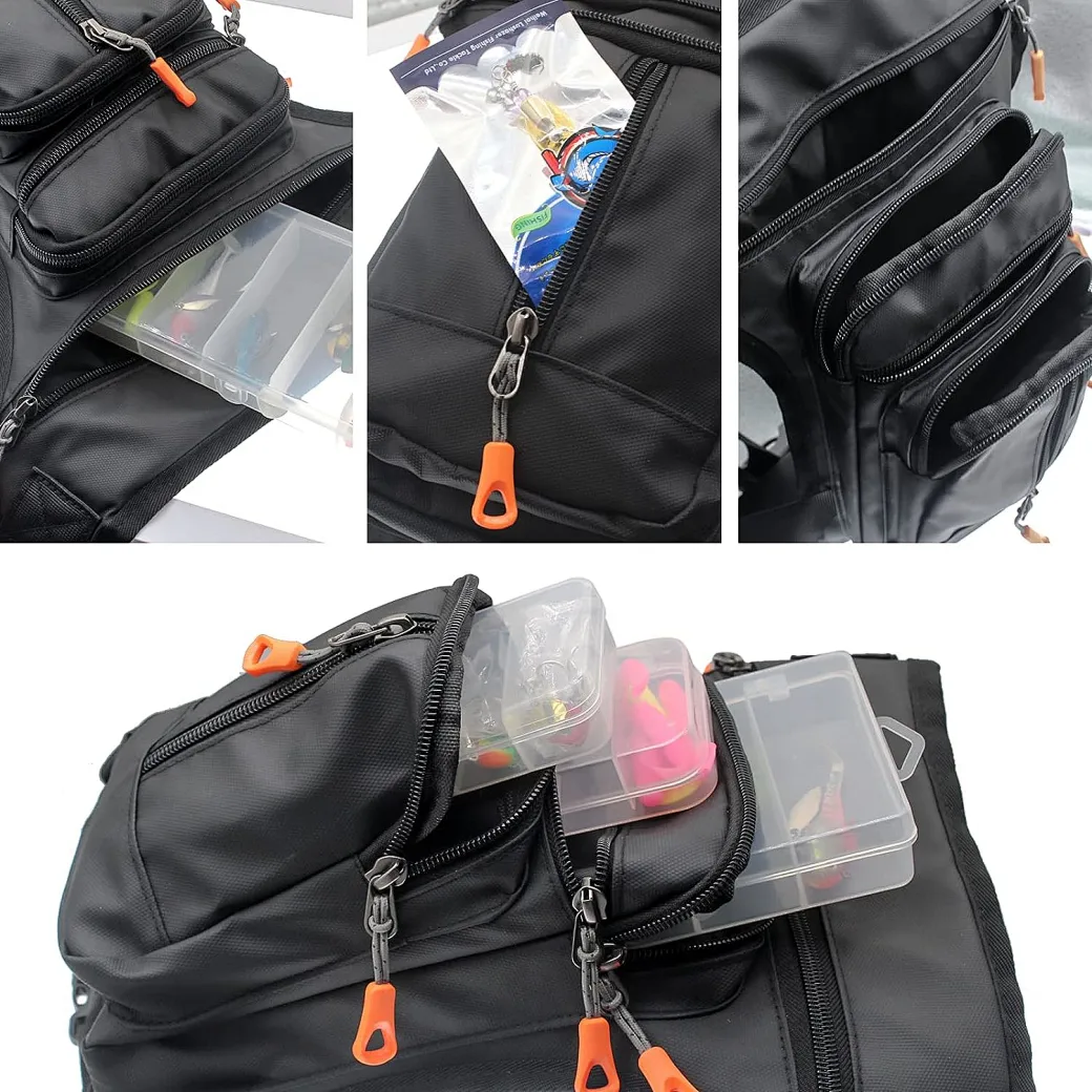 This motorcycle waist bag is perfect for fishing trips. It is made of lightweight, waterproof Oxford cloth and has multiple pockets
