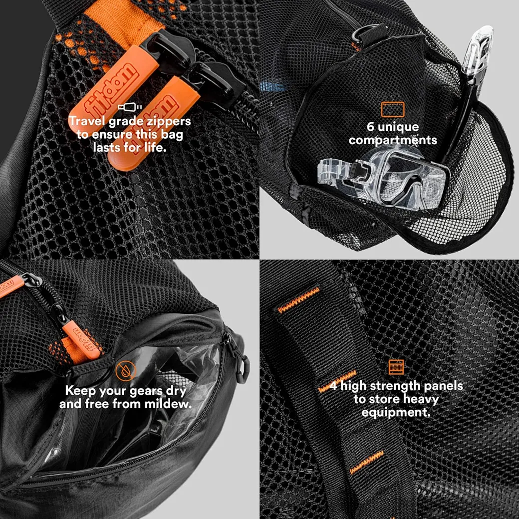 The large mesh bag is perfect for swimming, diving, beach activities, sports, or even just for storing stuff.
