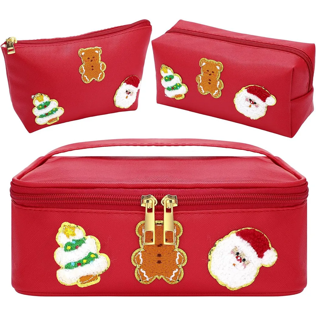 Explore the unique design features of womens makeup bag, is a makeup bag set about Christmas theme.