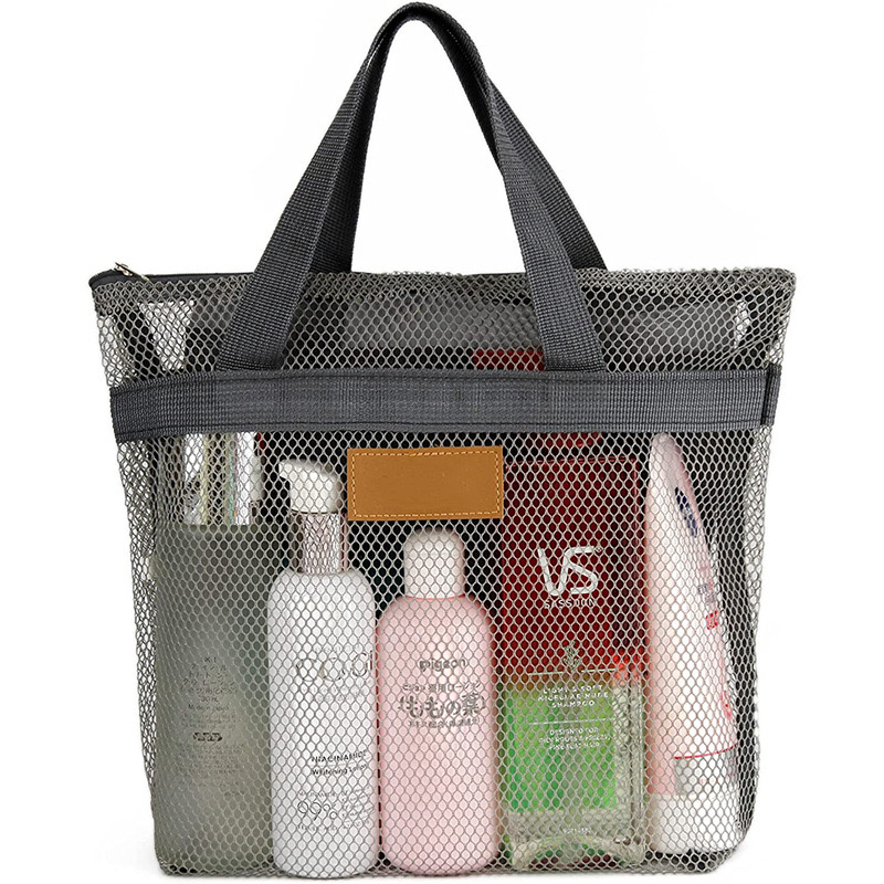 Get the best travel toiletry bag, mesh tote bag, great for swimming pools, hotels, camping, travel, or the gym.