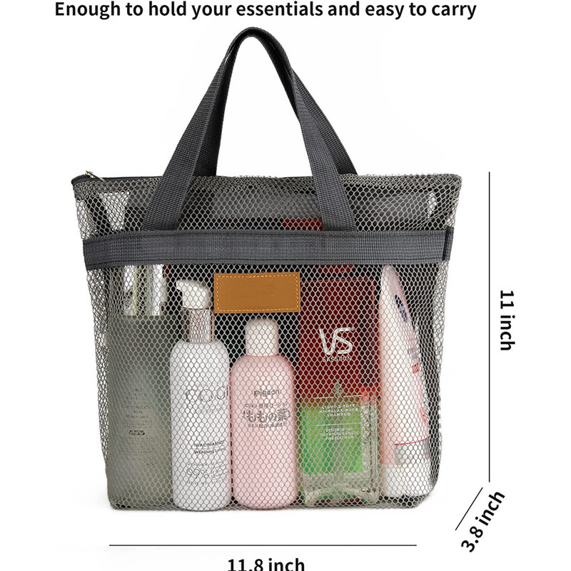 Get the best travel toiletry bag, mesh tote bag, great for swimming pools, hotels, camping, travel, or the gym.