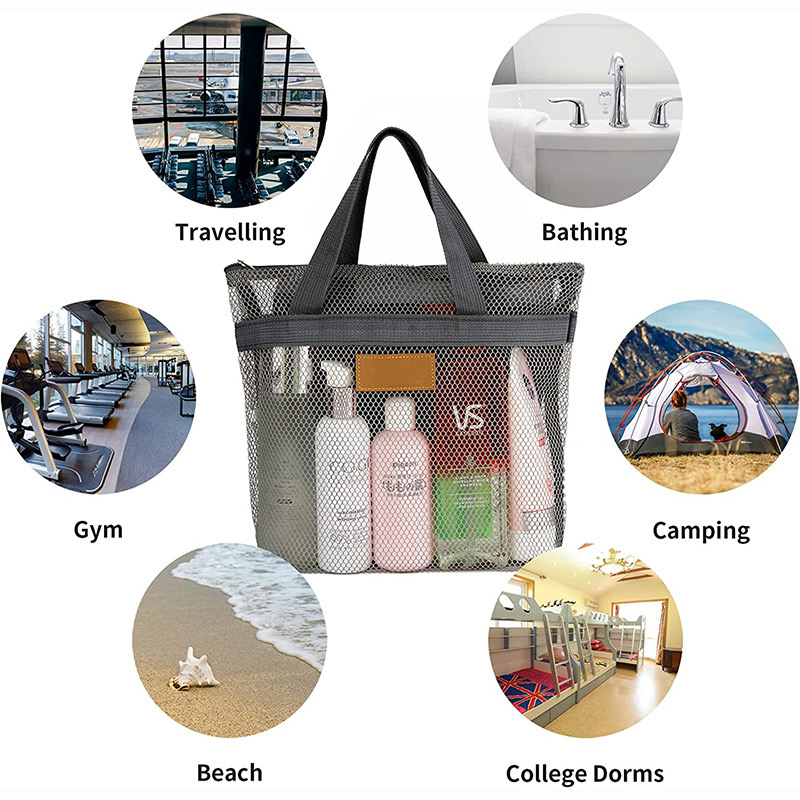 Get the best travel toiletry bag, mesh tote bag, great for swimming pools, hotels, camping, travel, or the gym.