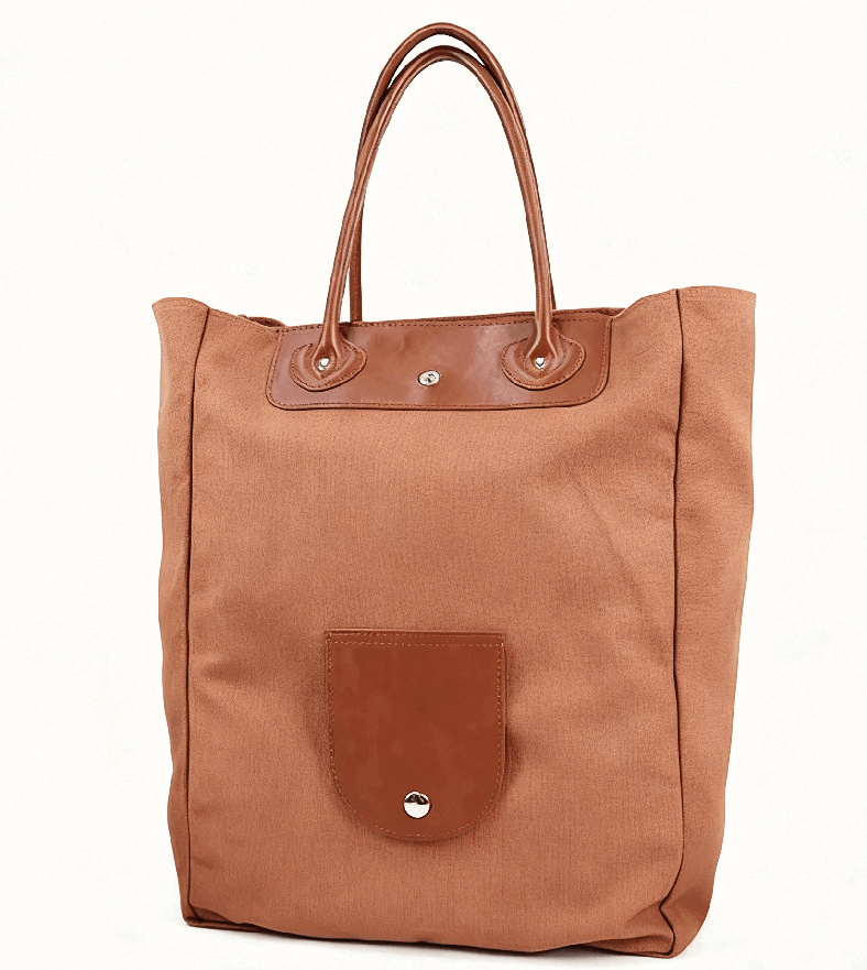tan colorful tote bag