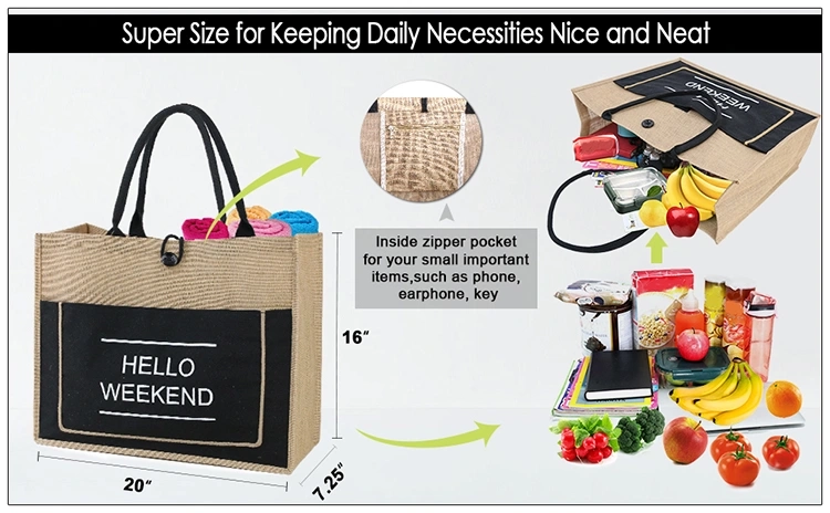 jute beach tote bag
