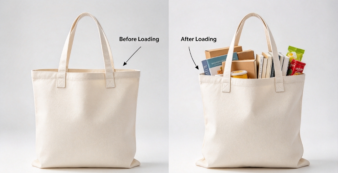 Huge Canvas Tote Bag Load Sag Comparison