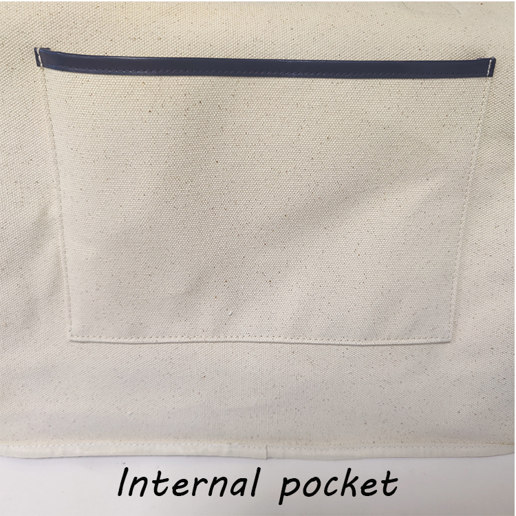Women large canvas tote bag with leather handle