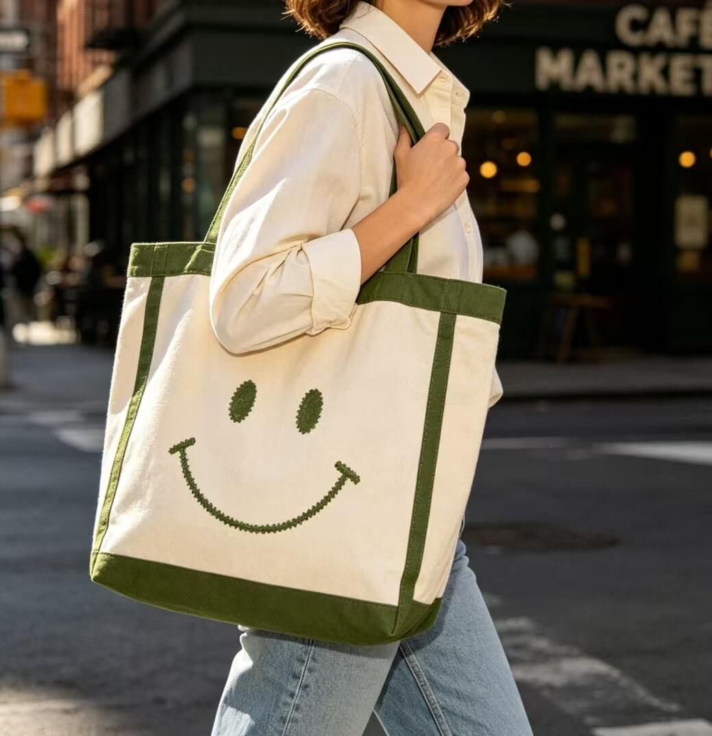 Stylish embroidered custom tote bags canvas for daily city lifestyle