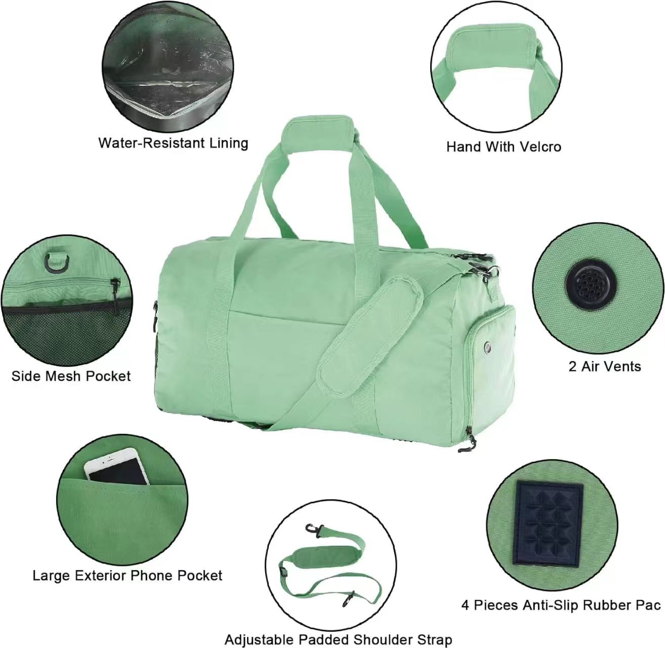 Explore the unique design features of green gym bag, their versatile uses, and how XINHUI offers customizable options.