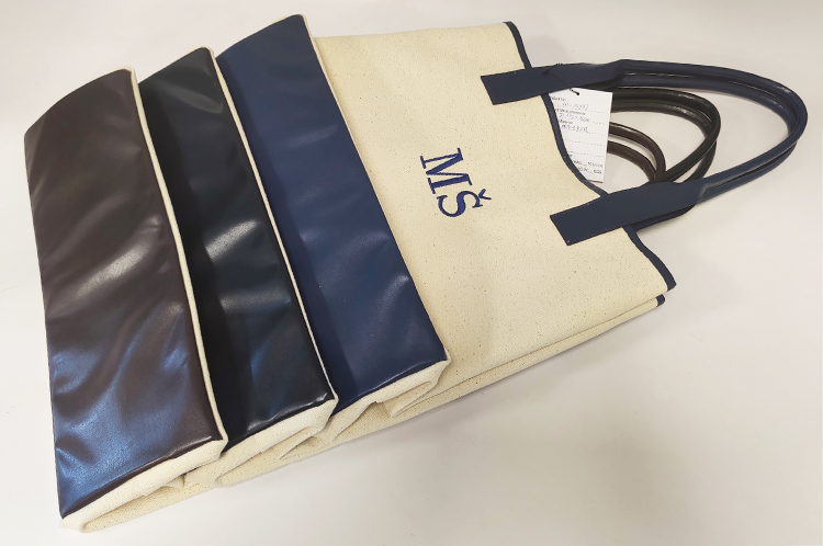 Women large canvas tote bag with leather handle
