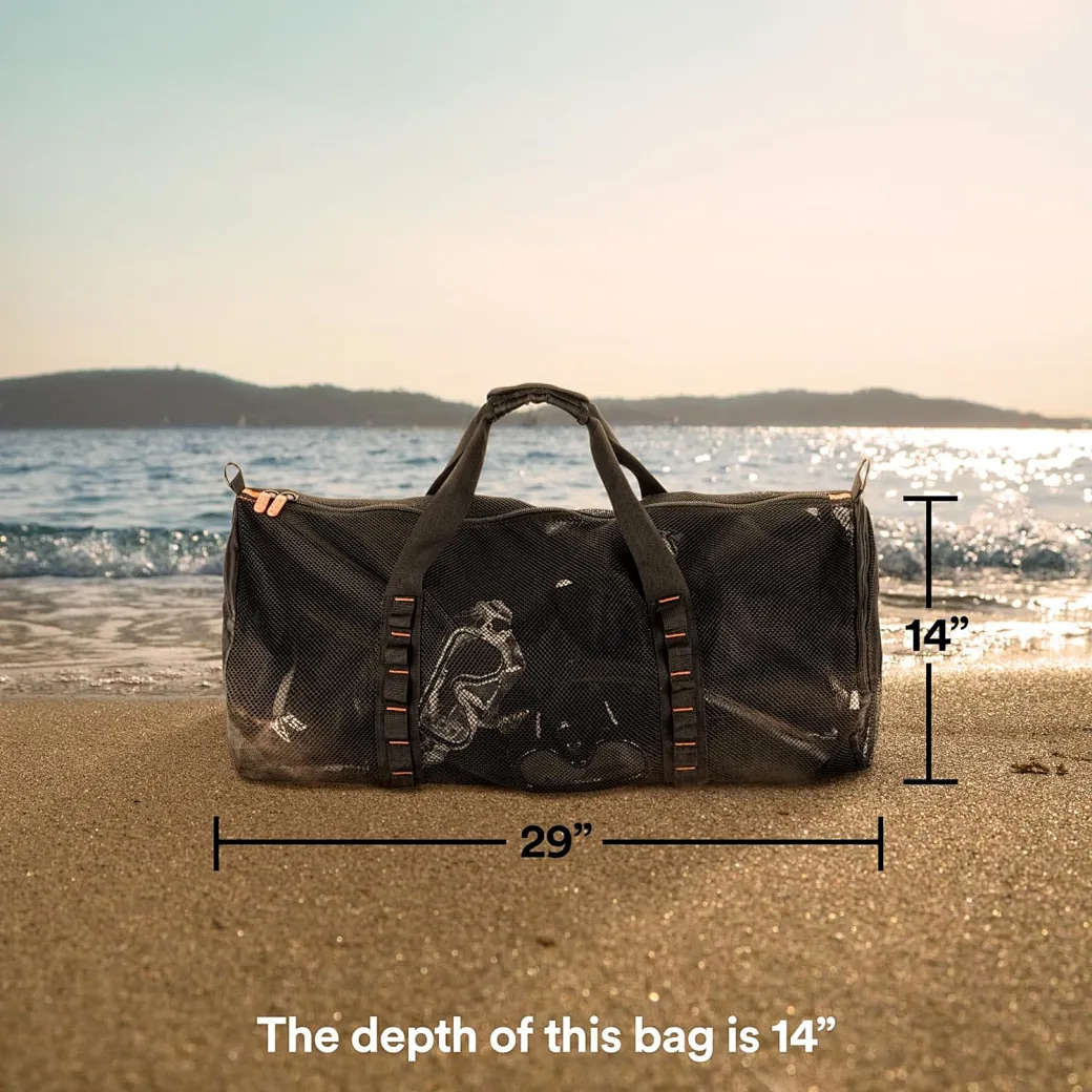 The large mesh bag is perfect for swimming, diving, beach activities, sports, or even just for storing stuff.