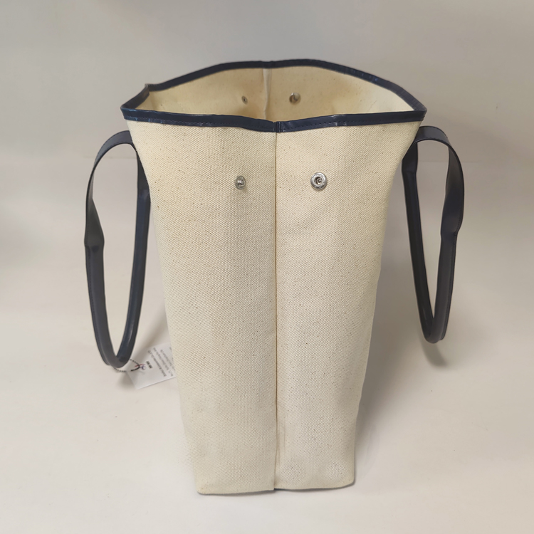 Women large canvas tote bag with leather handle