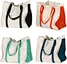 Heavy Duty Reusable Cotton Canvas Grocery Shopping Tote Bags Large Capacity Utility Bag with Side Pockets for Beach Picnic