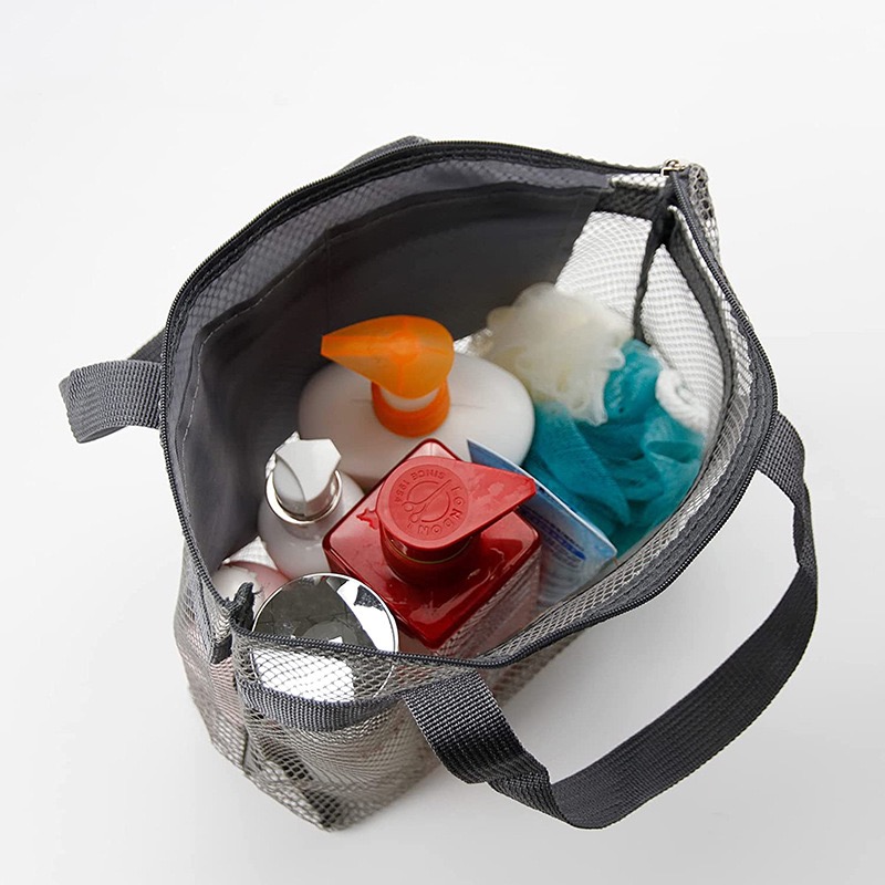 Get the best travel toiletry bag, mesh tote bag, great for swimming pools, hotels, camping, travel, or the gym.