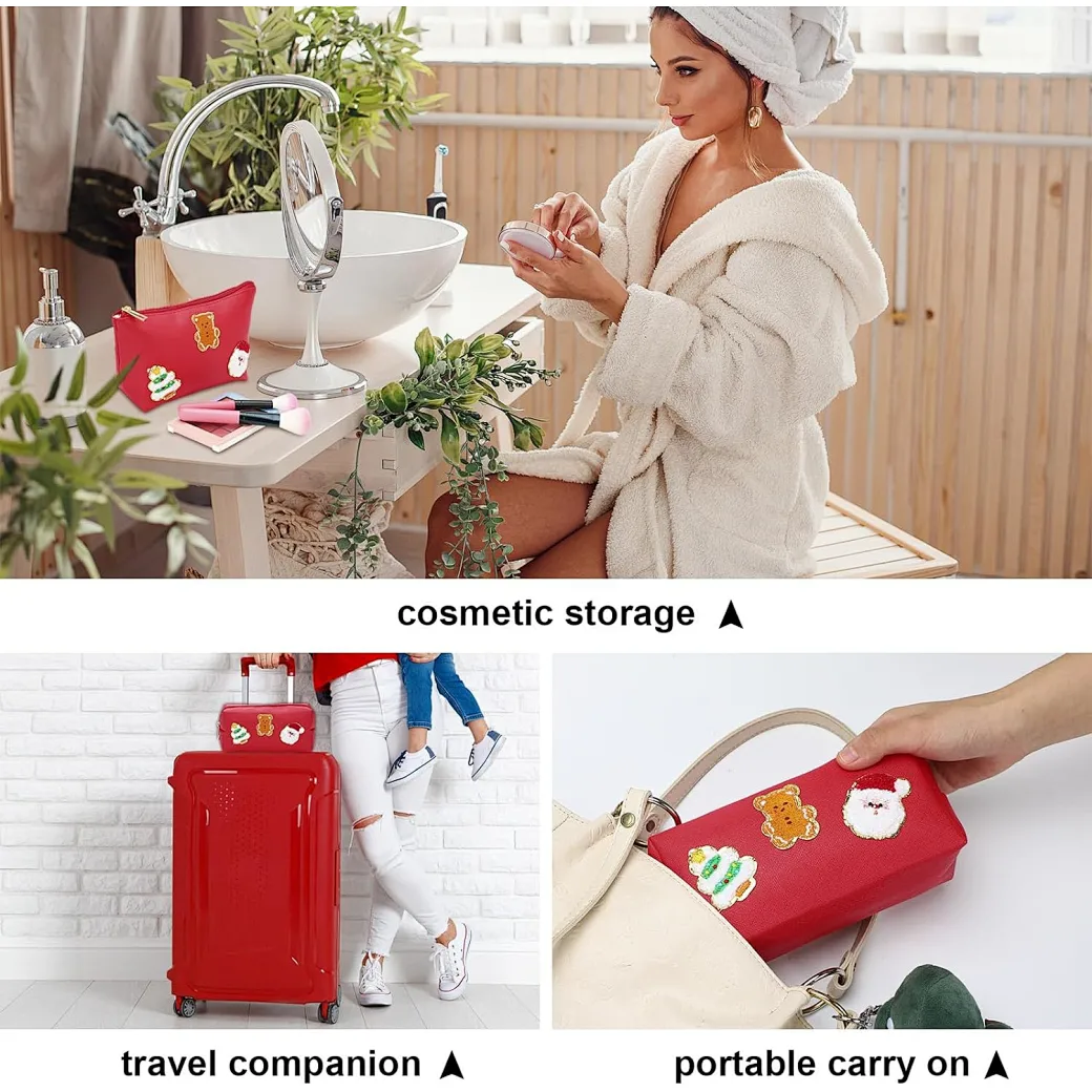 Explore the unique design features of womens makeup bag, is a makeup bag set about Christmas theme.