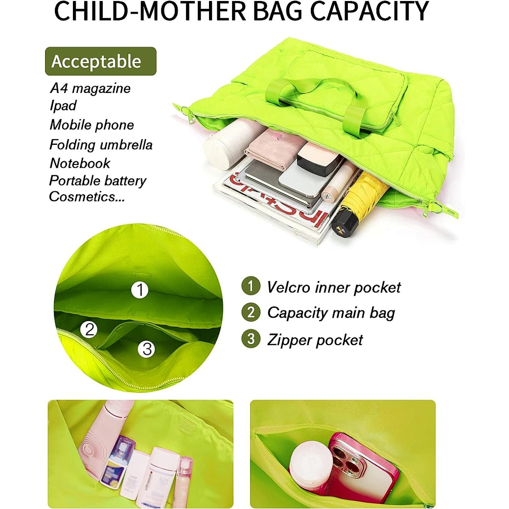 This gym tote bags for women measures 18.1x6.7x11.8 inches. There are three interior compartments, including a pocket for small items.