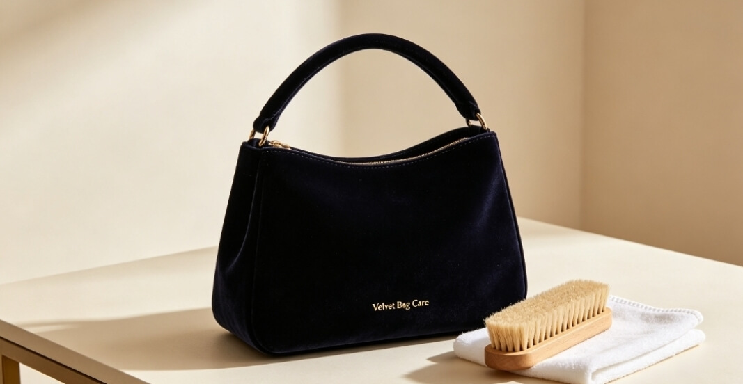Premium velvet bag texture display, light‑luxury still‑life