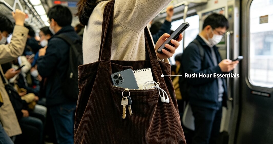 Rush Hour Corduroy Tote for Daily Commute