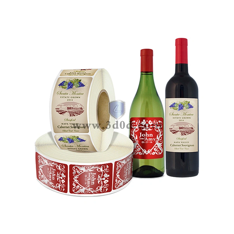 China quality manufacture custom printing wine glass bottle label roll hot sale