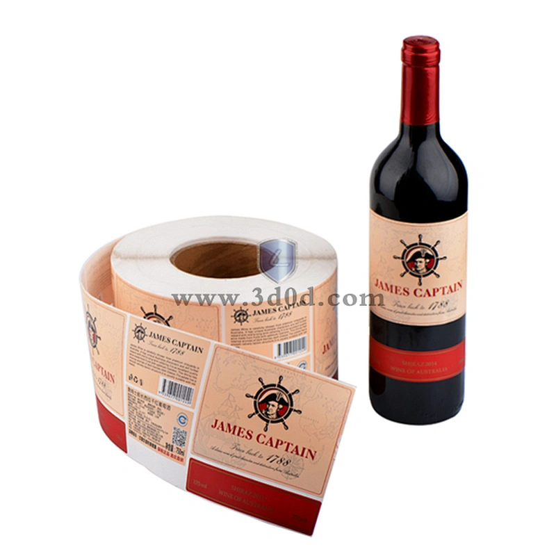 China quality manufacture custom printing wine glass bottle label roll hot sale