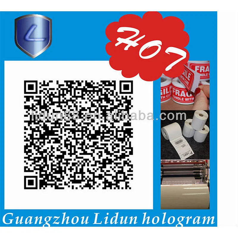 factory supply 3d QR code hologram adhesive sticker,bar code hologram adhesive sticker