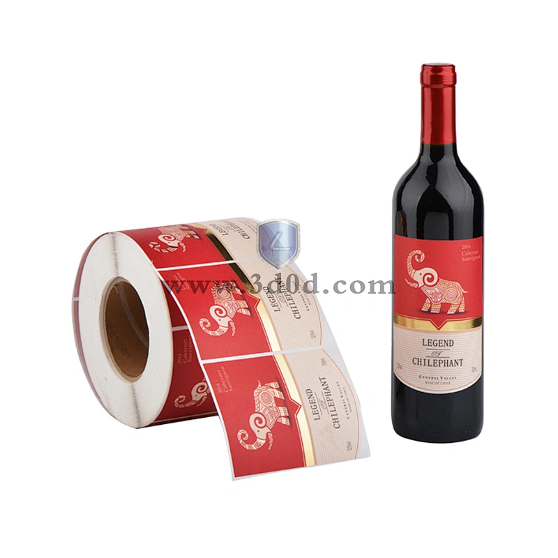 China quality manufacture custom printing wine glass bottle label roll hot sale
