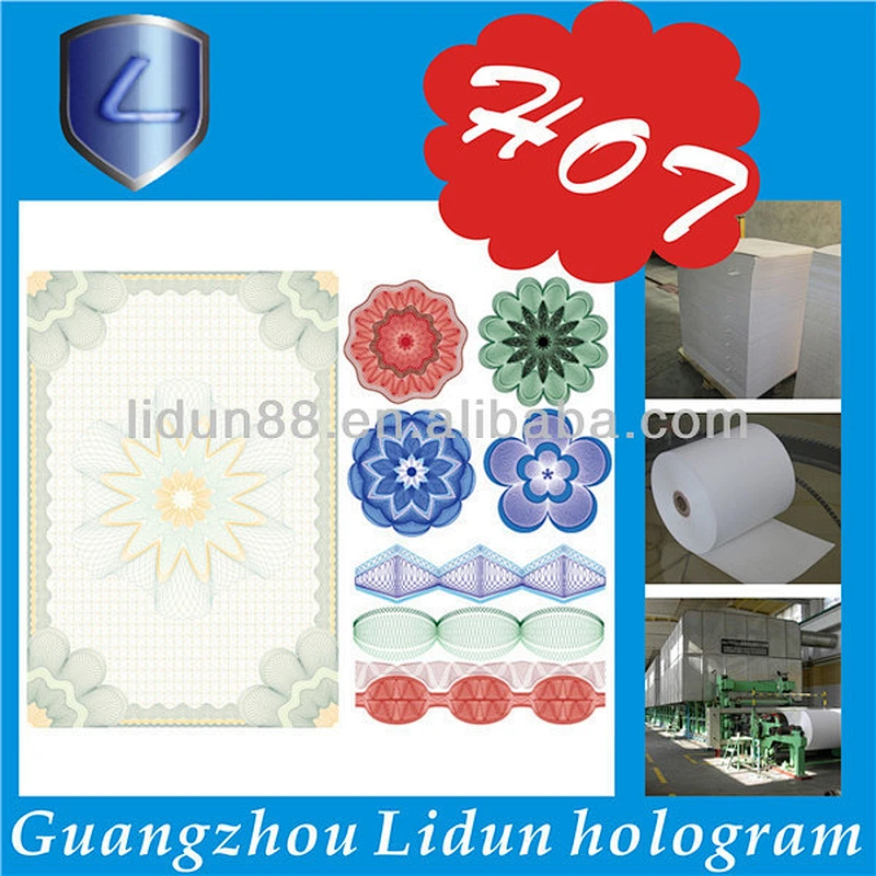 100% A4 banknote cotton security thread watermark paper