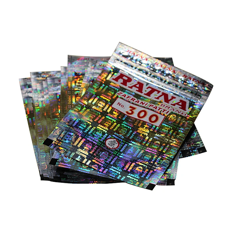 Transparent bottom shiny nylon holographic aluminum foil plastic holographic bag