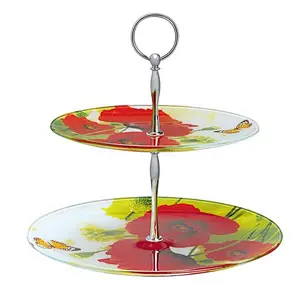 3 layer glass plate with iron stand