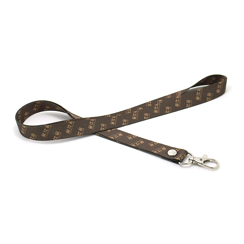 Gray thin cheap custom printed polyester neck lanyard for business card